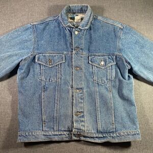 Vintage Aeropostale Denim Jacket Men Medium Blue Cotton Trucker Coat Made in USA